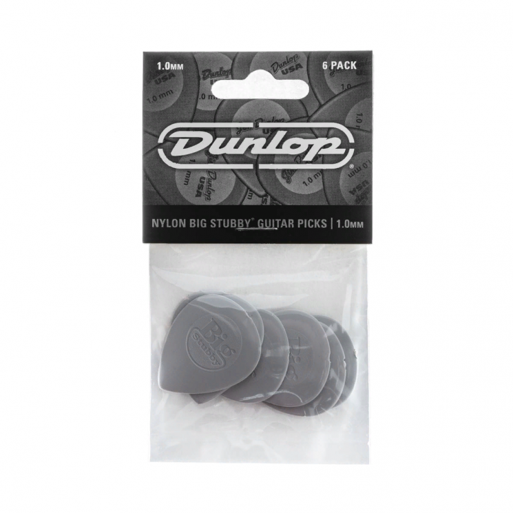 Dunlop 445P100 Big Stubby Nylon 6Pack  медиаторы, толщина 1 мм, 6 шт.