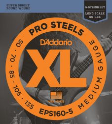 EPS160-5 ProSteels Medium, 50-135, Long Scale, D'Addario