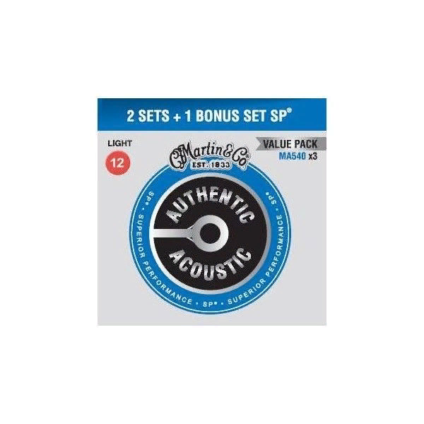 Martin MA540 3 Pack  струны для акустической гитары 12-54, 3 комплекта в упаковке