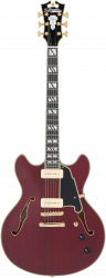 D'Angelico DELUXE DC MW  полуакустическая гитара с кейсом, цвет матовый вишневый
