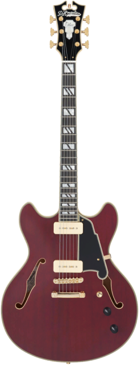 D'Angelico DELUXE DC MW  полуакустическая гитара с кейсом, цвет матовый вишневый