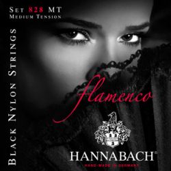 828MT Black FLAMENCO Комплект струн для классической гитары черный нейлон/посеребренные Hannabach