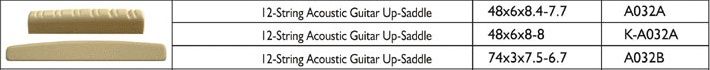 A032B Порожек нижний для 12-стурнной.акустической гитары, 74х3х7,5-6,7мм, Alice