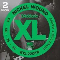 D`Addario EXL-220TP  Струны для бас-гитары, никель, soft/ long 45-95 (2 комплекта)