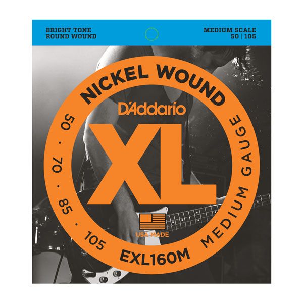 EXL160M Nickel Wound  Medium, 50-105, Medium Scale, D'Addario