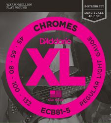 ECB81-5 Chromes  Light, 45-132, Long Scale, D'Addario