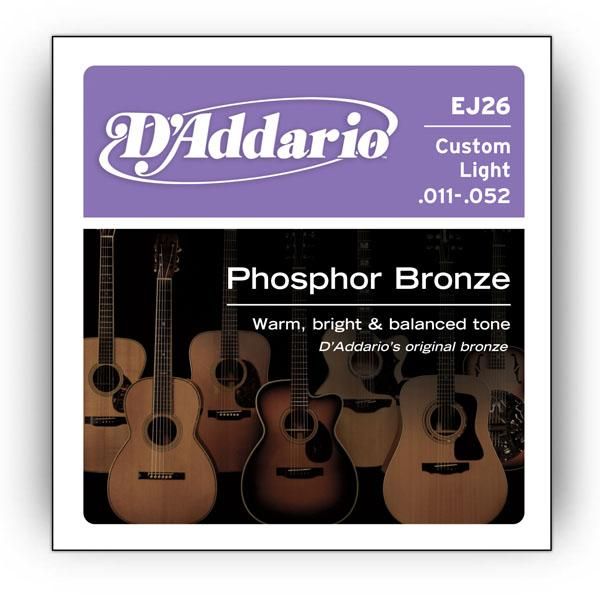 D'Addario EJ26 Phosphor Bronze Acoustic Guitar Strings Custom Light 11-52 