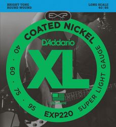 EXP220 Coated Nickel Wound Комплект струн для бас-гитары, с покрытием, Super Light, 40-95, D'Addario