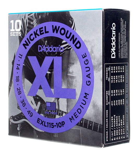 D'ADDARIO EXL115-10P Набор из 10 комплектов струн D'ADDARIO EXL-115