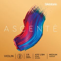 A313-1/8M Ascente Отдельная струна D для скрипки 1/8, среднее натяжение, D'Addario