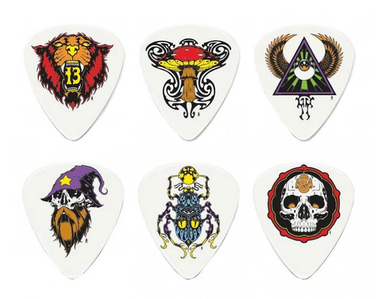 BL115 Alan Forbes Коробка медиаторов 432шт, 3 толщины, 6 рисунков, Dunlop
