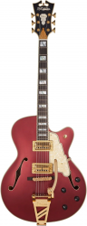 D'Angelico DELUXE 175 MW  полуакустическая гитара с кейсом, HH, Bigsby, цвет матовый вишневый