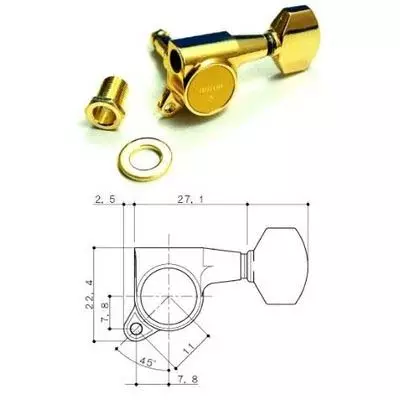 Gotoh SG381-07-GG-(L6)  колки 6 в линию, gold, schaller style