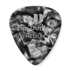 Dunlop 483P02MD Celluloid Black Pearloid Medium 12Pack  медиаторы, средние, 12 шт.