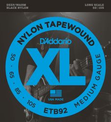 ETB92 Tapewound Комплект струн для бас-гитары, плоская нейлоновая оплетка, Medium, 50-105, D'Addario