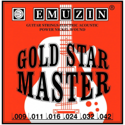 6ГСМ-02 GOLD STAR MASTER 2 Комплект струн для акустической/электрогитары, 9-42, Эмузин