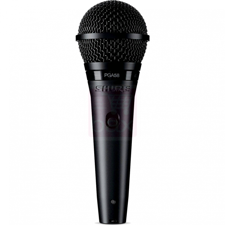 SHURE PGA58-QTR-E Вокальный динамический микрофон кардиоидный, 50-16000 Гц, с включателем, разъем TQG/TA4F, с кабелем, держателем и чехлом