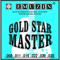 6ГСМ-01 GOLD STAR MASTER 1 Комплект струн для акустической/электрогитары, 8-38, Эмузин