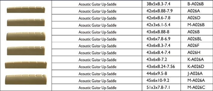 JA026A Порожек верхний для акустической гитары, 44х6х9,5-8мм, Alice
