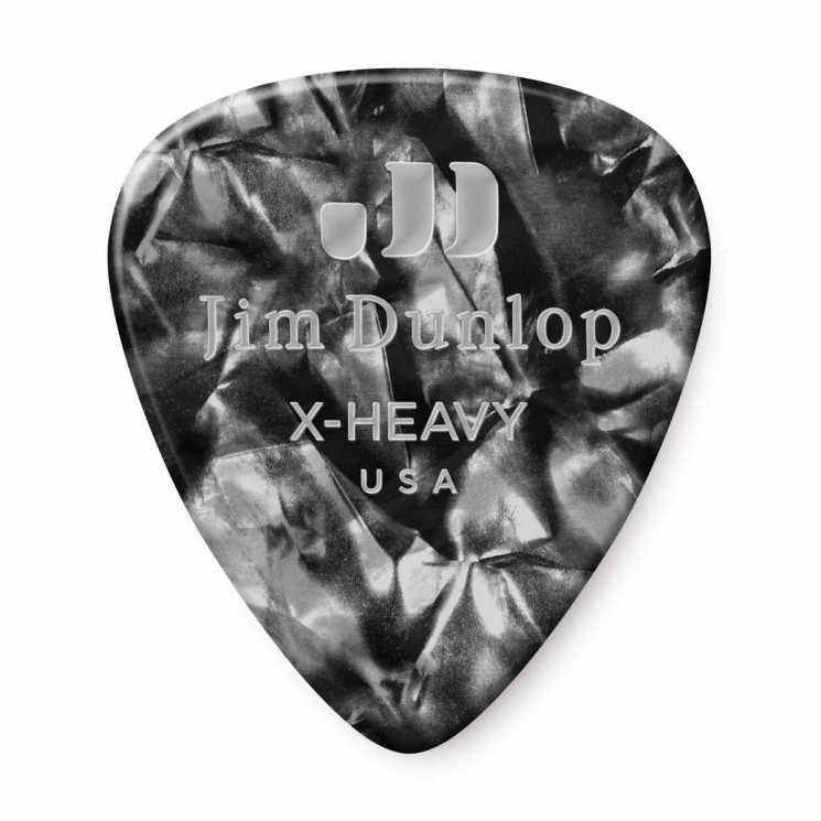 Dunlop 483P02XH Celluloid Black Pearloid Extra Heavy 12Pack  медиаторы, очень жесткие, 12 шт.