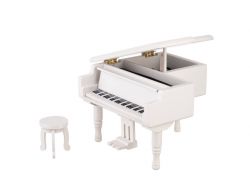 M-M4-WH Музыкальная шкатулка "Рояль", дерево, белая, Rin