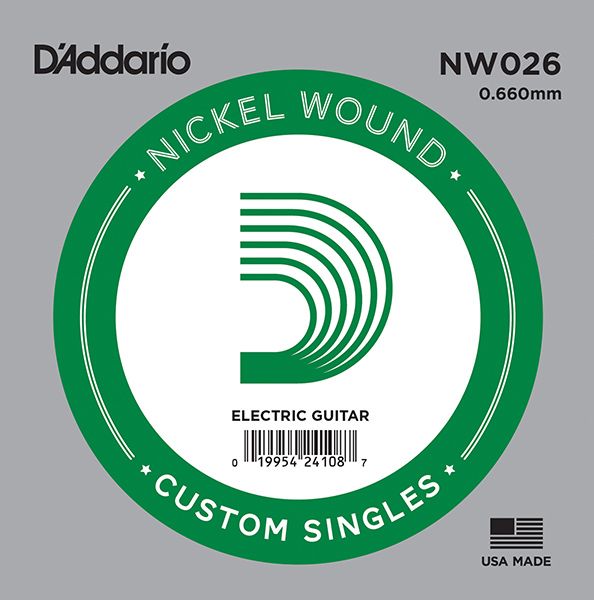 NW026 Nickel Wound Отдельная струна для электрогитары, никелированная, .026, D'Addario