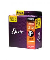 ELIXIR 16545 - Набор из 3-х комплектов струн для акустической гитары NW...
