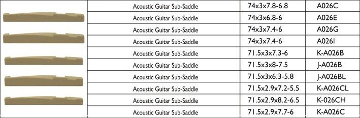 KA026CH Порожек нижний для акустической гитары, 71.5х2.9х8,2-6,5мм, Alice