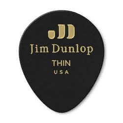 Dunlop 485P03TH Celluloid Black Teardrop Thin 12Pack  медиаторы, тонкие, 12 шт.