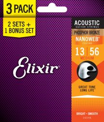 ELIXIR 16546 - Набор из 3-х комплектов струн для акустической гитары NW...