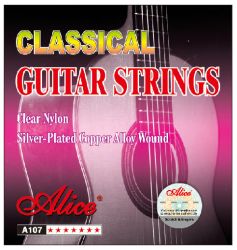 A107N Комплект струн для классической гитары, нейлон, посеребренные, Alice
