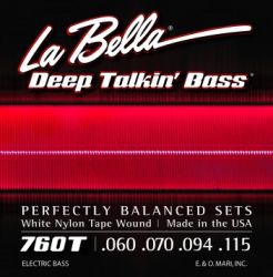 760T Комплект струн для бас-гитары с белым нейлоном 060-115 La Bella