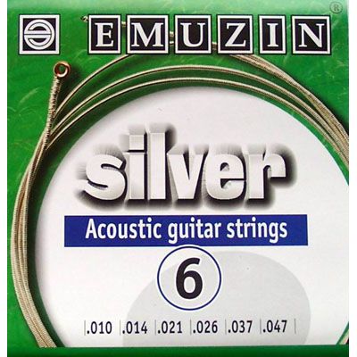 6А203 Silver Комплект струн для акустической гитары, посеребренные, 10-48, Эмузин
