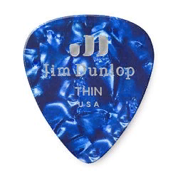 Dunlop 483P10TH Celluloid Blue Pearloid Thin 12Pack  медиаторы, тонкие, 12 шт.