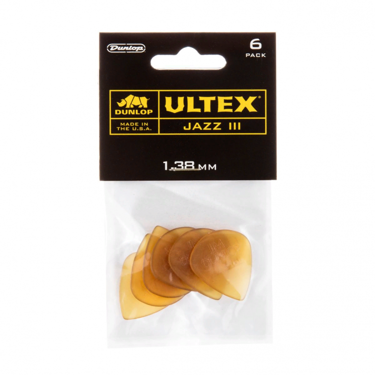 Dunlop 427P138 Ultex Jazz III 6Pack  медиаторы, толщина 1.38 мм, 6 шт.