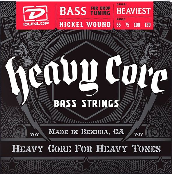 DBHCN55120 Heavy Core Комплект струн для бас-гитары, никелированные, 55-120, Dunlop