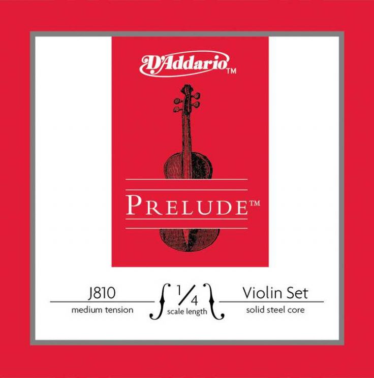J810-1/4M-B10 Prelude Струны для скрипки размером 1/4, среднее натяжение, 10 комплектов, D'Addario